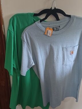 Carhartt Bundle  Light Blue And Green Pocket Tee with Green